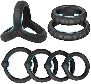 Silicone Penis Rings Cockrings, Solo Sexxy 6 Different Sizes Ultra Soft Cock Ring Set for Men Longer Lasting Erection, Adult Sex Toys for Men Couple Sexual Pleasure Enhancing Black