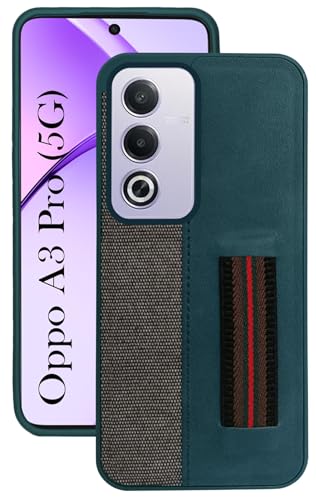 Image of Jkobi Back Case Cover for Oppo A3 Pro 5G (Professional PU Leather | Strip Chain Holder Socket)