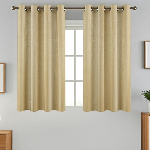 Image of FRESH FROM LOOM Supreme Texture Polyester Padre| Semi Black Out 80% Room Darkening Curtains for Home 5 Feet Screens | (Beige | 2pc Double Weaved Parda | Eyelet Ring | Window Curtain)