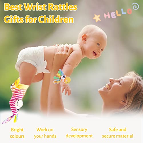 Accevo Baby Handgelenk Rasseln & Rasseln Socken Baby Kuscheltiere Frühes Lernspielzeug für Kleinkinder Neugeborene Baby Geschenke Spielzeug für Babys Baby Shower Geschenk 0-12 Monate