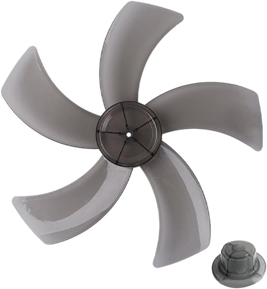 For Pedestal Fan Replacement 12 Inch Plastic Blade with Nut Cover, Five Leaf Design Offering Quiet Performance and Heat Resistance (Black)