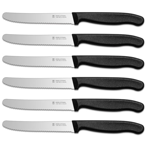 targzier Frühstücksmesser 6 Stück,Hochwertige Edelstahl Tafelmesser,Langlebiges Brötchenmesser,Kunststoffgriff Tomatenmesser...