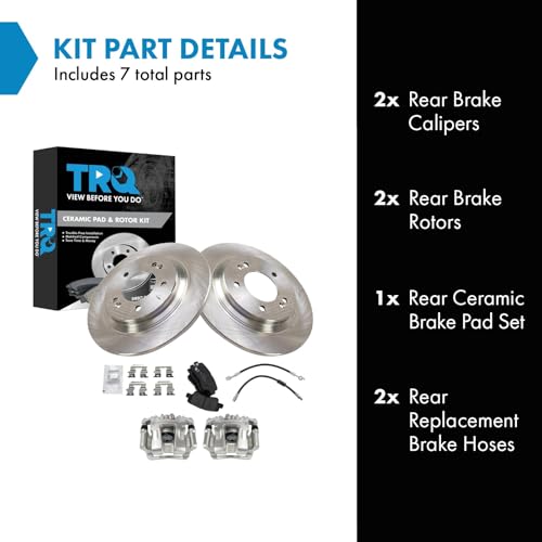 Image of TRQ Rear Brake Pad and Rotor Set Ceramic Calipers Compatible with 2014-2016 Kia Optima