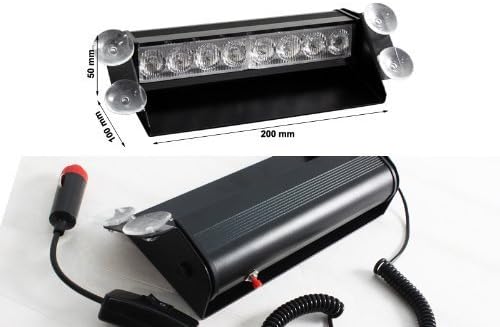 ZHOL 8 LED Visor Dashboard Emergency Strobe Lights Blue/Red