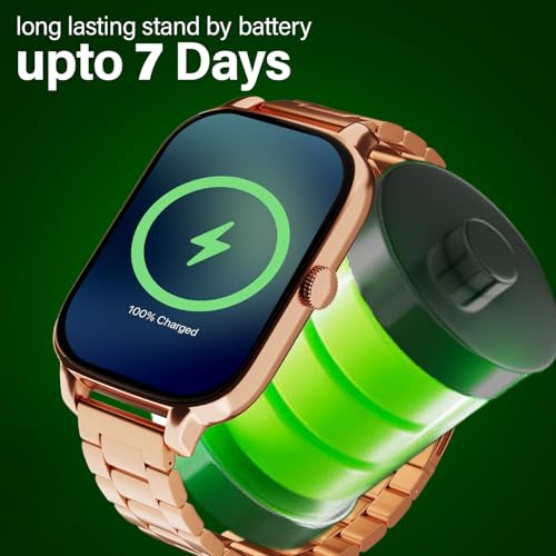 Image of PunnkFunnk H9 Metal Smart Watch 2.01 inch TFT Display, Bluetooth 5.0 with 100+ Sports Mode, Heart Rate & Blood Oxygen Monitor, Call & Message Reminders Compatible with Android & iOS (Metal Gold)