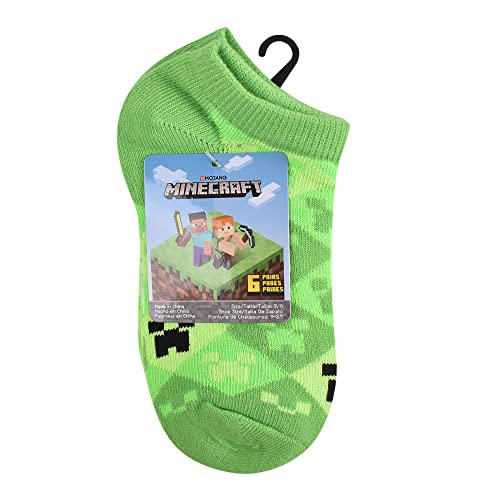 Minecraft Men\'s Multi-Pack Socks, Medium Green (6-Pack), 9/11