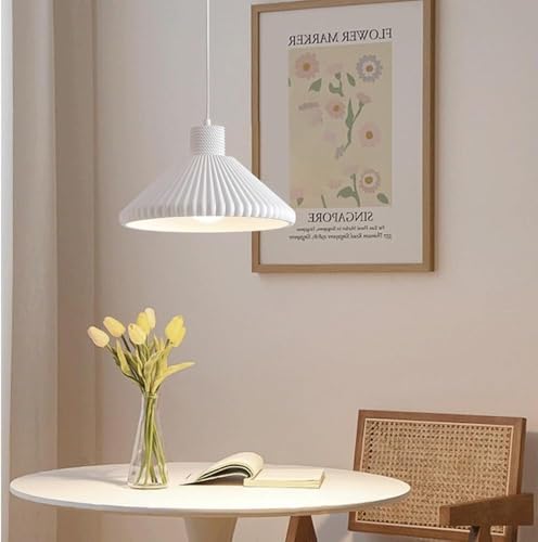 French Resin Lampshade Pendant Light Cream Dining Room Decorative Lamp with E26/E27 Base Hanging