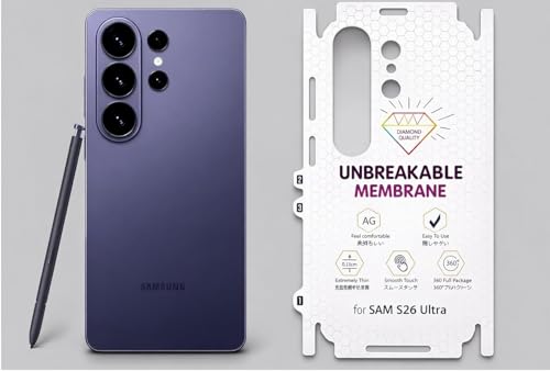Image of MACLEN Matte Finish Full Body Cover Back Protector Compatible with Samsung Galaxy S26 Ultra 5G | Unbreakable Membrane Scratch Guard Full Fit Protective, Case Friendly, (Back & Side) (Pack of 1)