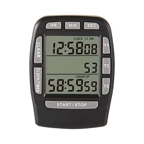 HonorMeet Digital Kitchen Triple Timer,Count-Down & Count-up Tracking,Loud Buzzer Reminder,Battery Replaceable for Baking Cooking BBQ Gym Exam Meeting Personal Care(Black) Cover