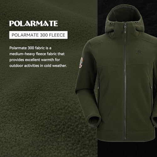 Image of KAILAS Men's Fleece Hooded Full Zip Jacket Lightweight Winter Jacket Polar Warm Coat Pockets Outdoor Jacket