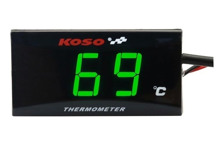 Applicable to Universal Motorcycle Water Temperature Gauge - 18mm & 22mm Compatible with Racing & Scooters - LED Display, Blue/Red/Green Light Source, DC12V, -10 to 60 Degrees Celsius(Green)