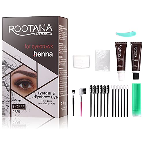 Eyelash & Eyebrow Tint Dye Kit For Brow Eyelash Tinting and Coloring, Long Lasting Eyebrow Eyelash Color, Up to 5 Applications Kit (Coffee)