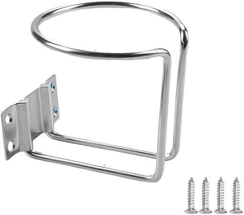 1 Pc Stainless Steel Boat Cup Holder, Metal Compact Reusable Universal Durable Water Cup Shelf with 4 Screws,Double Wire Design Weight Distribution Camping Drink Holder for Outdoor Kitchen Bottle