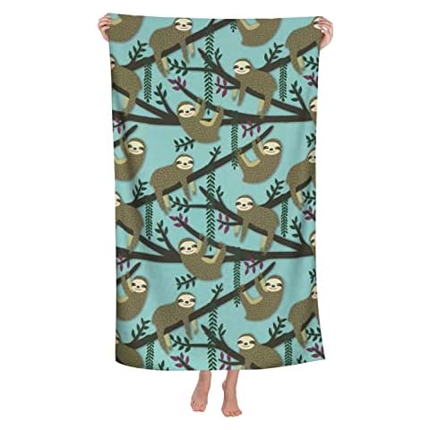Sunzhenyu Cute Sloths Bath Towel, Gym Towel, Multipurpose Use for Sports, Travel, Beach, Super Absorbent, Microfiber Soft Quick Dry, Lightweight, 32*52 in, (ST96) Cover