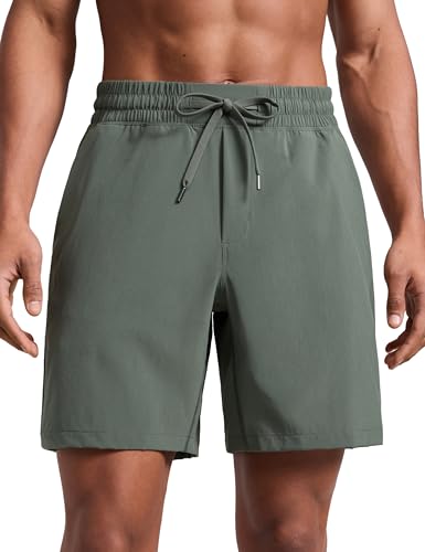 CRZ YOGA Men's Linerless Workout Shorts 7'' - Quick Dry for Running Sports Athletic Gym with Pockets...