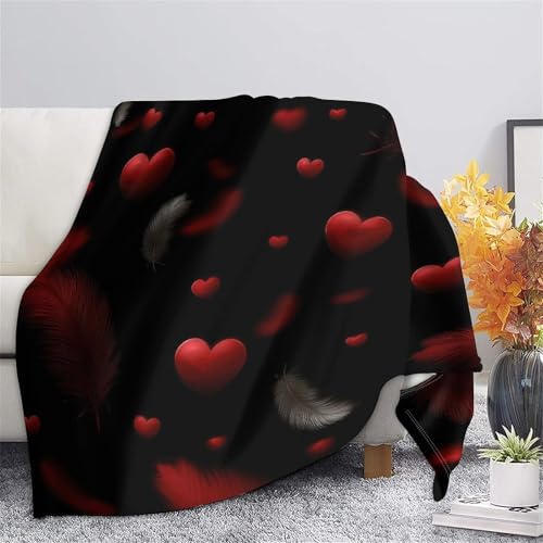 Couverture microfibre cœurs rouges pour chambre étudiant colocation - 5