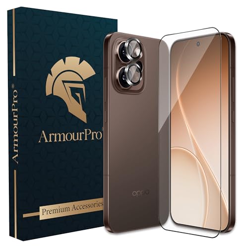 Image of ArmourPro Edge to Edge Tempered Glass for Oppo Reno 15 Pro with Black Camera Ring Guard, 9H Screen Protector, Anti-Scratch, Anti-Fingerprint, Bubble-Free Installation Kit