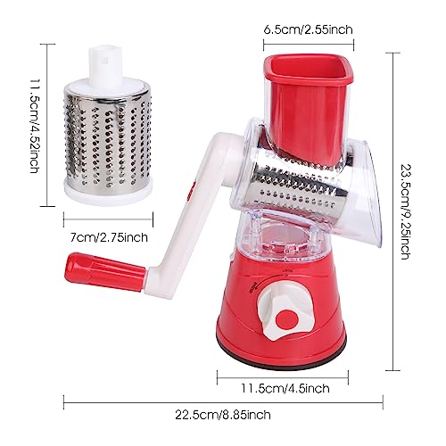 Iceten 3 in 1 Rotary Cheese Grater and Vegetable Slicer with 3 Stainless Steel Rotating Blades - Image 2