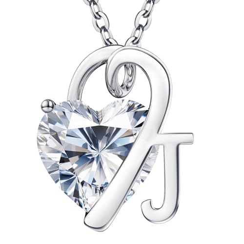 Image of ForeverLove Heart Necklaces for Women, 4-2 Carats Heartshap Moissanite, Silver Pendant Jewelry, Anniversary Birthday Gifts for Wife, Girlfriend, Daughter, Mom