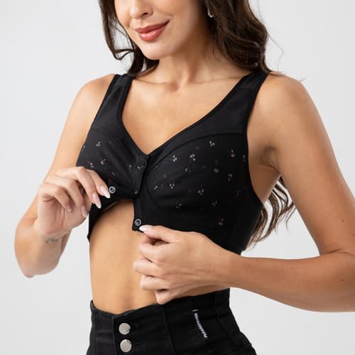 Image of Womens Daisy Bra Front Closure Sports Bras Beauty Back Full Coverage Comfor Easy Close Bra Front Buckle Corset Beige