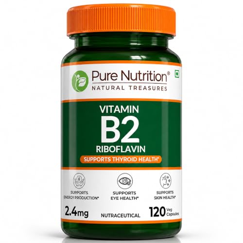 Image of Pure Nutrition Vitamin B2 (Riboflavin) 2.4mg Capsules | Vitamin B2 Supplement for Energy, Eye & Nervous System Support | Supports Healthy Metabolism & Daily Wellness | 120 Veg Capsules