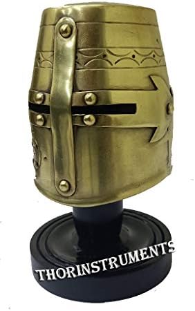 Brass Knight Crusader Mini Helmet Black Stand Office Table Top Decor Rustic Vintage Home Decor Gifts image 5