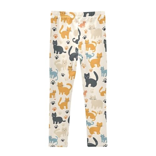 Retro Kitten Cats Girls Leggings Ultra Soft Compression Yoga Gym Pants for Kids 4-10T2