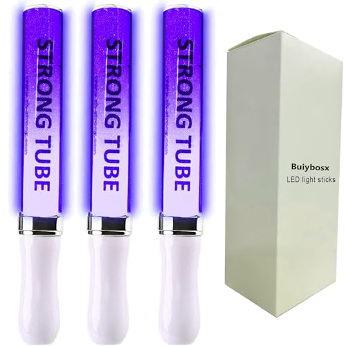 Buiybosx Reusable LED Light Sticks 3Pack with 15 Multicolor, Manual and Automatic Mode LED Glow Sticks, Concert Glowsticks, Raves, Emergency