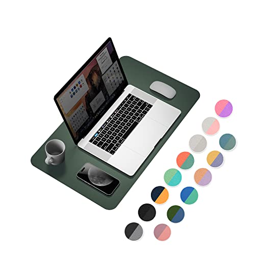 Image of YSAGi Office Desk Pad, 23.6 inch x 13.7 inch Ultra Thin Waterproof PU Leather Mat Blotter, Laptop Protector for Keyboard, Writing Pad for Office and Home (Dark Green+Dark Blue)
