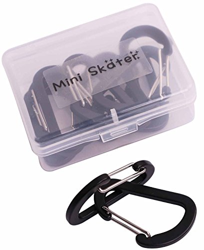 Mini Skater Brand Aluminum Alloy Spring Clip Metal Buckle, D Shaped, Flat Style, 12Pcs/Pack (Black)