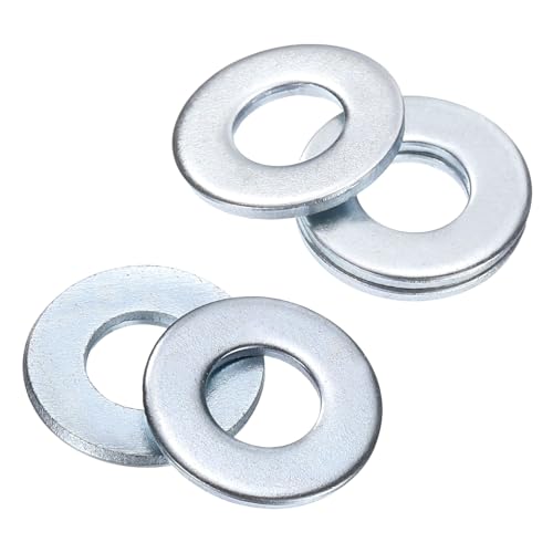 Image of sourcing map 50Pcs 1/4" SAE Flat Washers Carbon Steel Zinc Plated, 0.29" ID x 0.62" OD x 0.06" Thick Metal Washers for Screws Bolts Machinery Repair Accessories