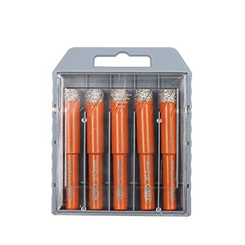 BGTEC Brocas de Perforación de Diamante Soldado con Vástago Redondo para Baldosas de Porcelana, Mármol, Cerámica, Ladrillo, 5 piezas, 10 mm