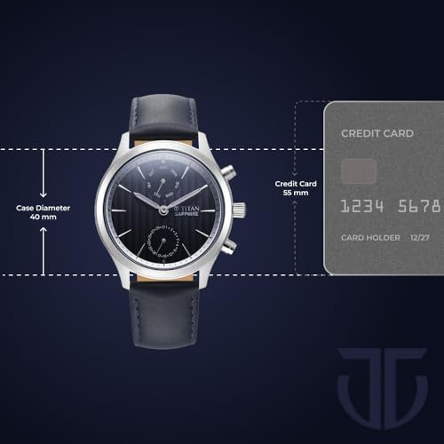 Image of Titan Sapphire Quartz Multifunction Grey Dial Blue Leather Strap Watch for Men - NT1874SL02