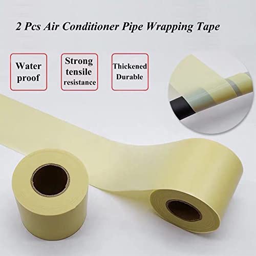 Image of 2Pcs Pipe Wrapping Tape, Non-Adhesive Pipe Tapes for Air-Conditioner, Insulation Pipe Wrapping Tape Tube Protective Wrapping Tapes Air Conditioning Outside Machine Cable Tie Strap 2.32 inch Width (Yellow)