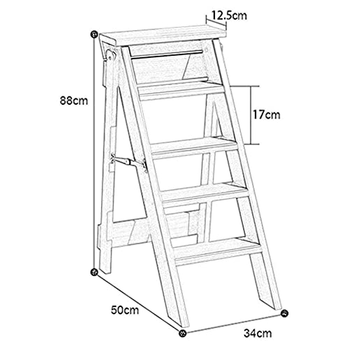 Escalera taburete de madera maciza con diseño robusto de alta durabilidad 3