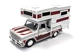 1966 C10 Fleetside Pickup Truck Silver Metallic with Brown Sides with Camper Shell American Classics Series 1/24 Diecast Model Car by Motormax 75330-73355SIL