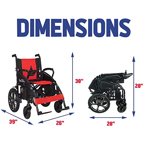 Alton All Terrain Heavy Duty Powerful Dual Motor Foldable Electric Wheelchair Motorized Power Wheelchairs Silla De Ruedas Electrica Para Adultos. Supports Up To 265 Lbs - Weight 99 Lbs (Red) #TOP1