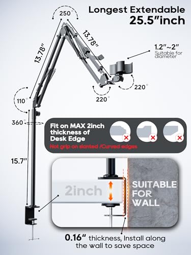 Bras de microphone de bureau pour streaming jeux et podcasting en studio de création - 5