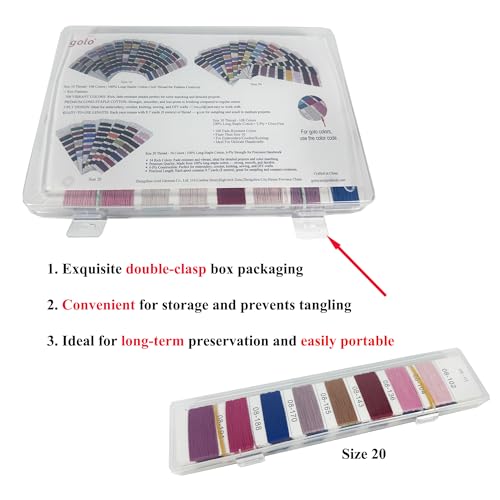 Image of golo Crochet Thread Size 10-108 Color Card 108 Skeins Embroidery Thread Set Elegant Gift Box Set with Tools 100% Long-Staple Cotton Embroidery Floss