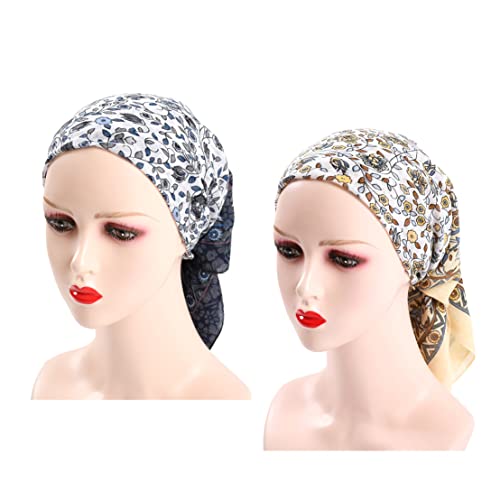 K-Elewon 27.5” Women Medium Square Scarf Head Scarf- 2PCS Neck Scarf Hair Scarf Head Sleeping Wraps Scarfs for Women H072