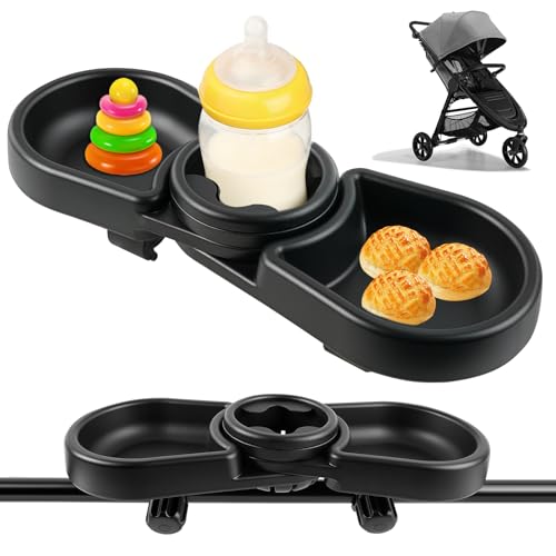 OGNWFUNK Snack Tray Compatible with Baby Jogger City Mini GT2 BPA-Free 3-in-1 Stroller Snack Tray Attachment with Deep Cup Holders Easy Installation Fits Inward-Curved Handlebars