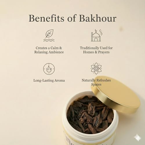 Image of Musk Oud BAKHOOR Incense | Authentic Arabic BAKHOOR Incense | 40 GMS JAR | Pack of 1 | Natural Wood Chips Musk Fragrance Woody Blend | Perfect for Pooja