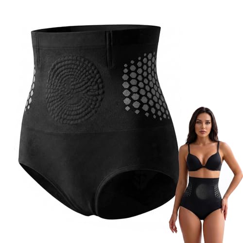 Jsqianfei 4-in-1 Micro-Particle Sculpting Shorts Shapewear Tummy Control Underwear High Waist Panties for Women Comfortable & Breathable Black XL