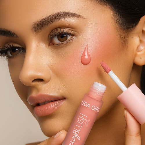 Image of Muted Peachy Liquid Blusher for Cheeks - Lightweight, Long-Lasting Blush for Face Makeup, Easy to Apply, Natural Finish - Ideal for Women and Girl