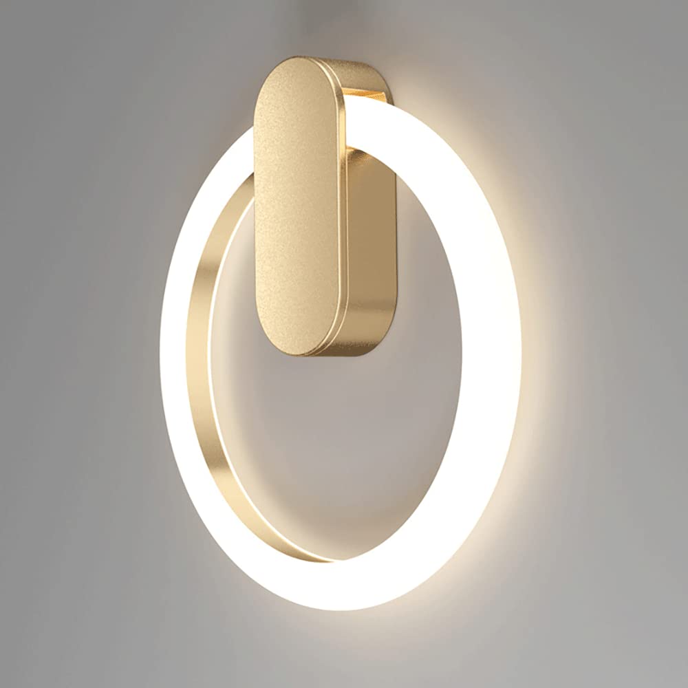 FZQSXAZU Ring Wall Light, Ultra-thin Metal Sconces with White Acrylic Shade, Bedside Lamp, Dimmable LED Lights, Modern Minimalist Sconce Lamps for Bedroom, Hallway