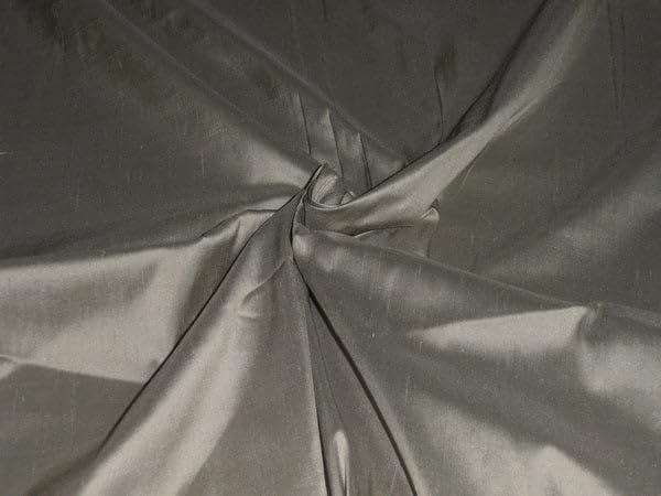 Tissu Dupioni Pure Silk Gris Gunmetal 274cm large pour couture haut de gamme