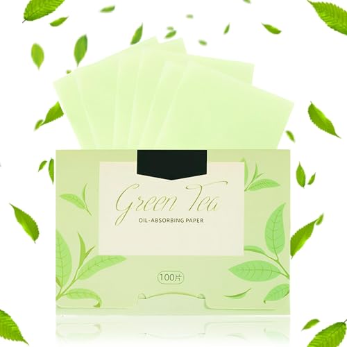 Oil Blotting Sheets for Face 100 Sheets Green Tea Soft Face Oil Absorbing Sheets, Clean and Matte Skin for Removal of Facial Oil, Sebum & Grease(9cm/3.54inch x 6cm/2.36in)