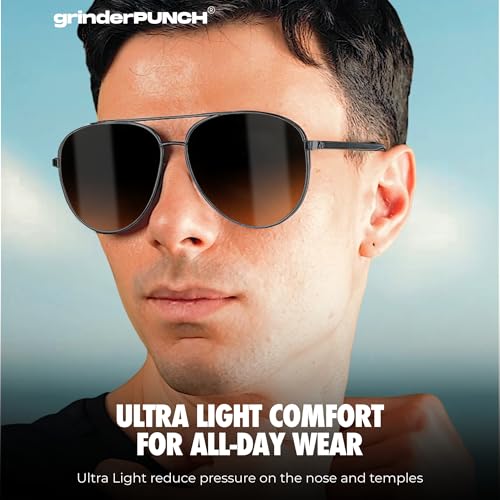 Image of grinderPUNCH Big XL Wide Frame Extra Large Polarized Aviator Sunglasses for Big Heads Men Oversized