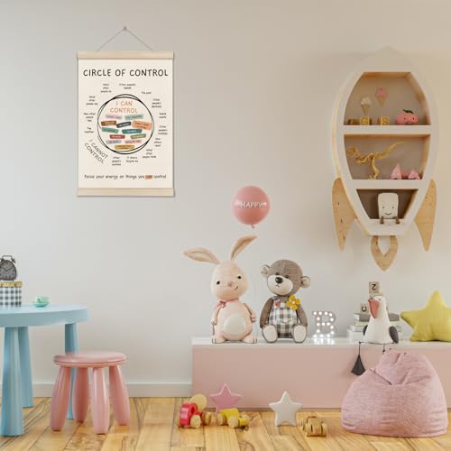 Image of Mental Health Posters Hanger Frame, Circle Of Control Poster 16x12 Inch, Inspirational Wall Art for Homeschool Counseling Office Classroom, Therapy Office Decor, Calm Down Corner Wall Art Decor