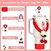 Affute Stanley Cup Accessories Set Including Siliocne Straw Cover, Siliocne Boot, Water Bottle Handle Strap, Stanley Charms for Stanley Cup 40oz 30oz Tumbler with Handle (Cherry)